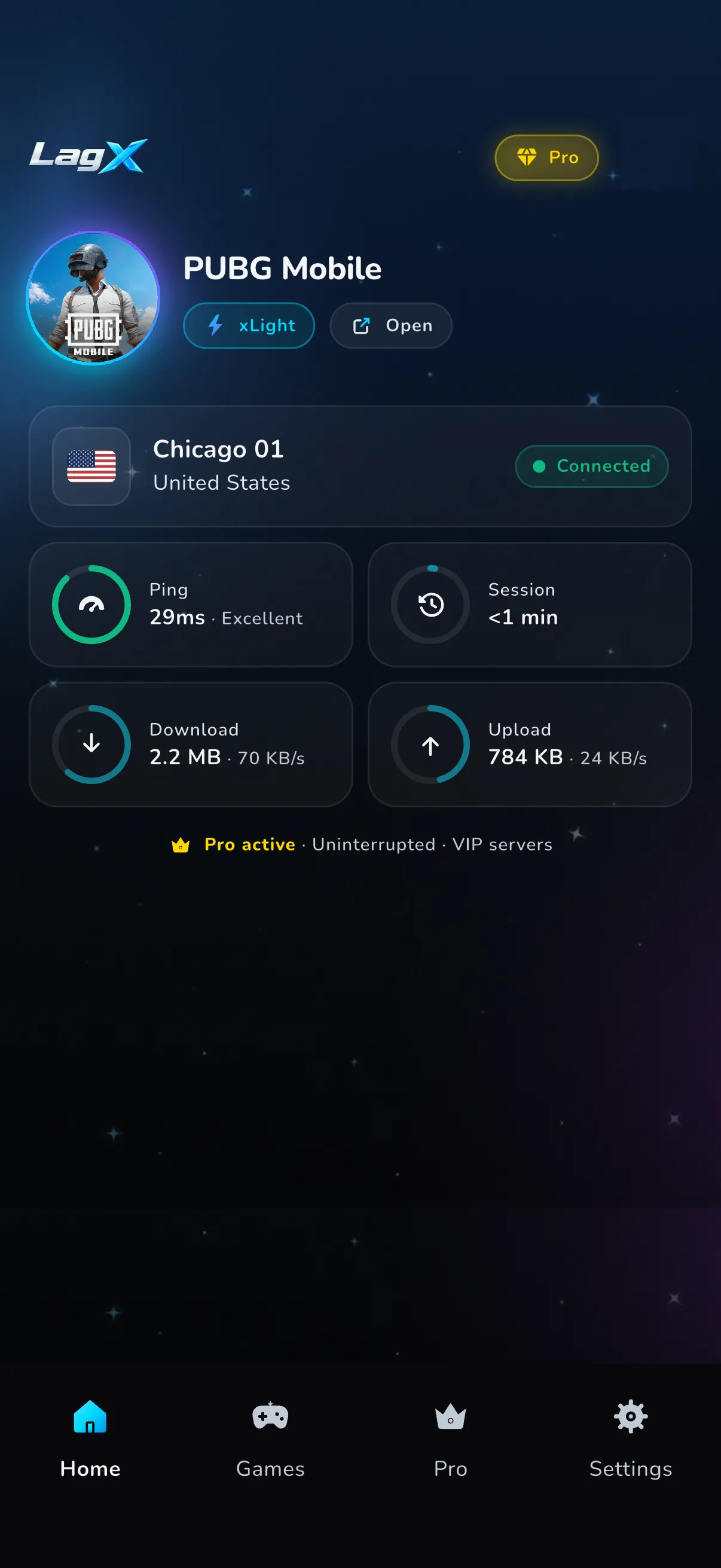 Connected: lower ping, live
