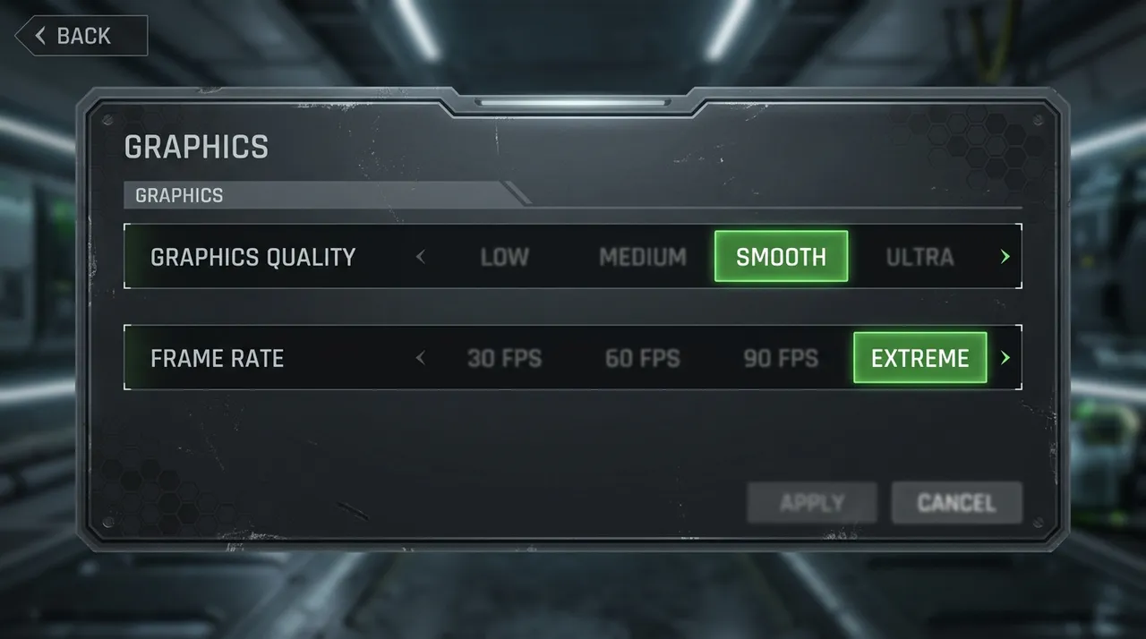 The combo to look for in the graphics panel: Smooth quality with the highest frame rate your phone exposes