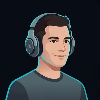 Illustrated portrait of T. Knox wearing gaming headphones